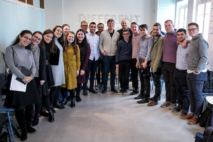 YU students together with Michael Eisenberg